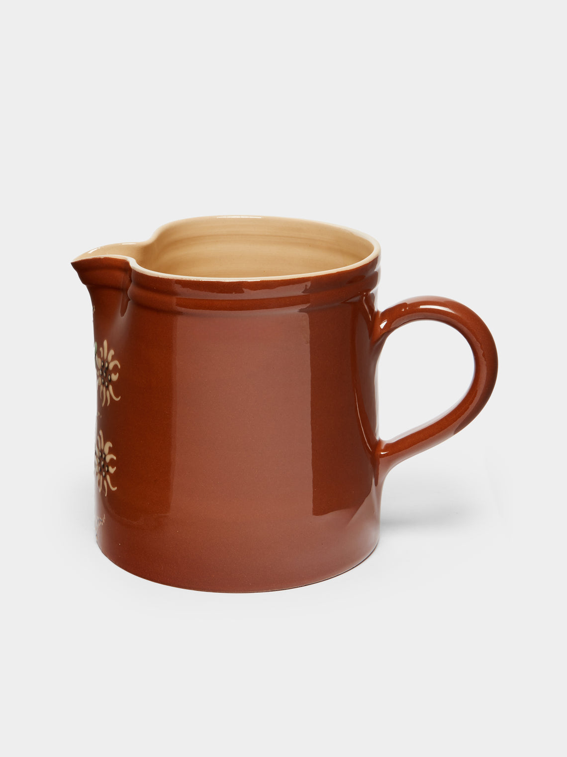 Poterie d’Évires - Flowers Hand-Painted Ceramic Straight-Edge Jug -  - ABASK