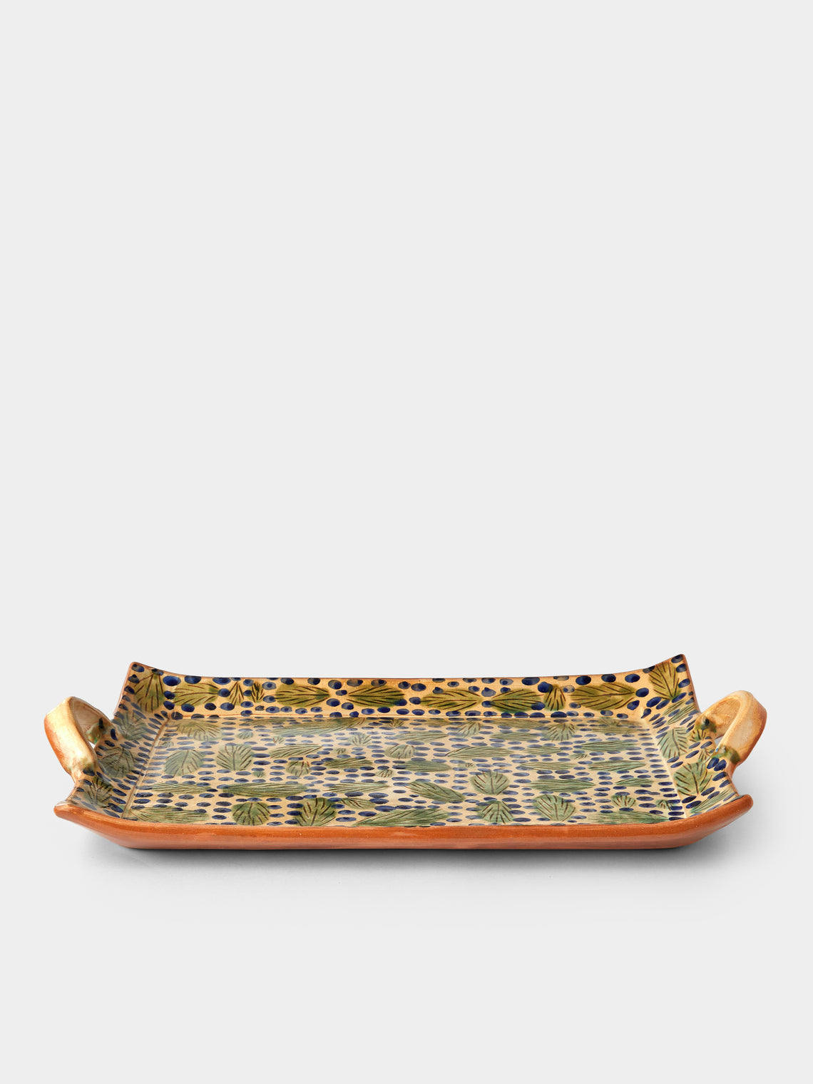 Anut Cairo - Leaves Hand-Painted Ceramic Large Tray -  - ABASK