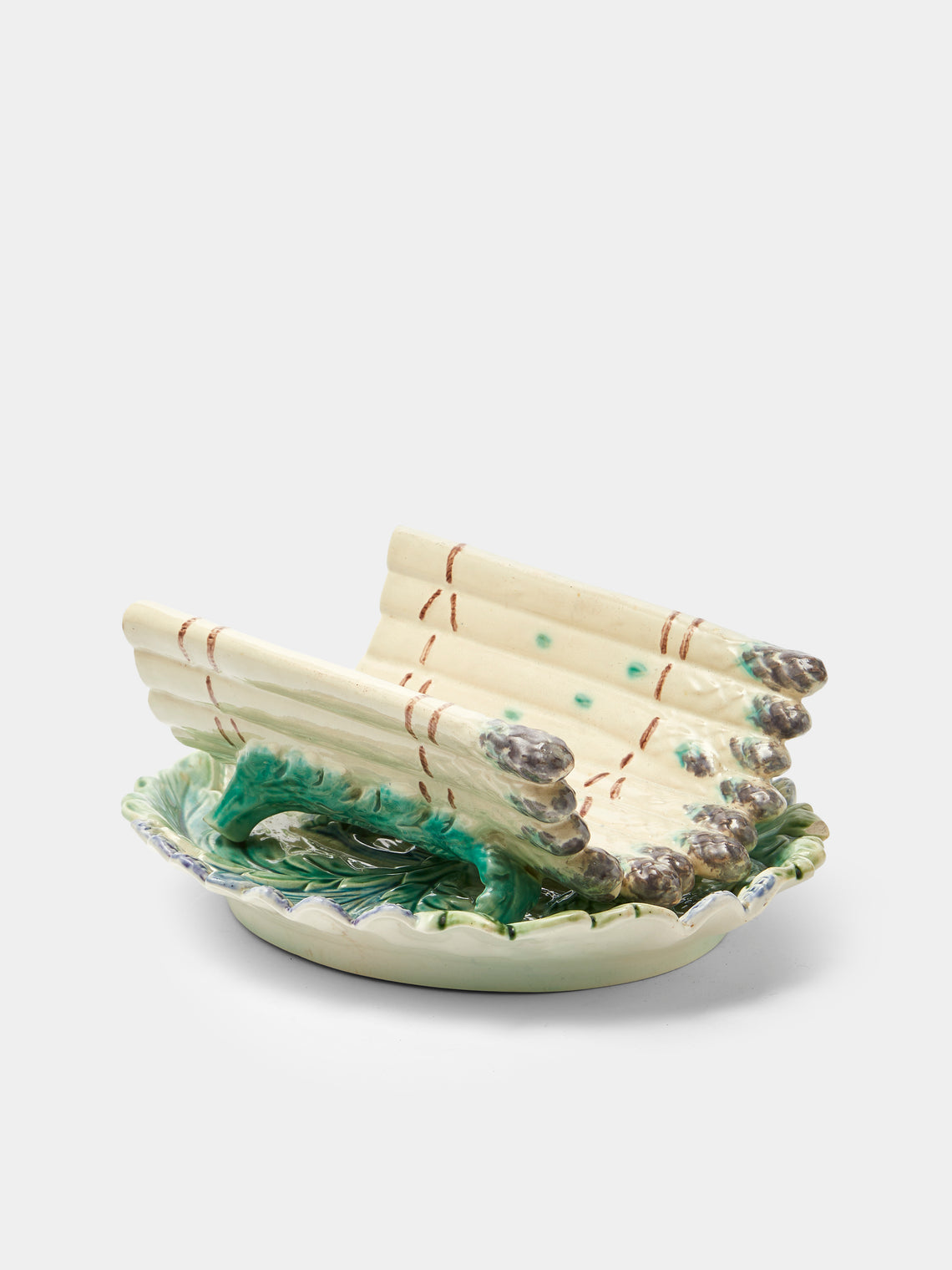 Antique and Vintage - 1900s Ceramic Asparagus Platter - Cream - ABASK