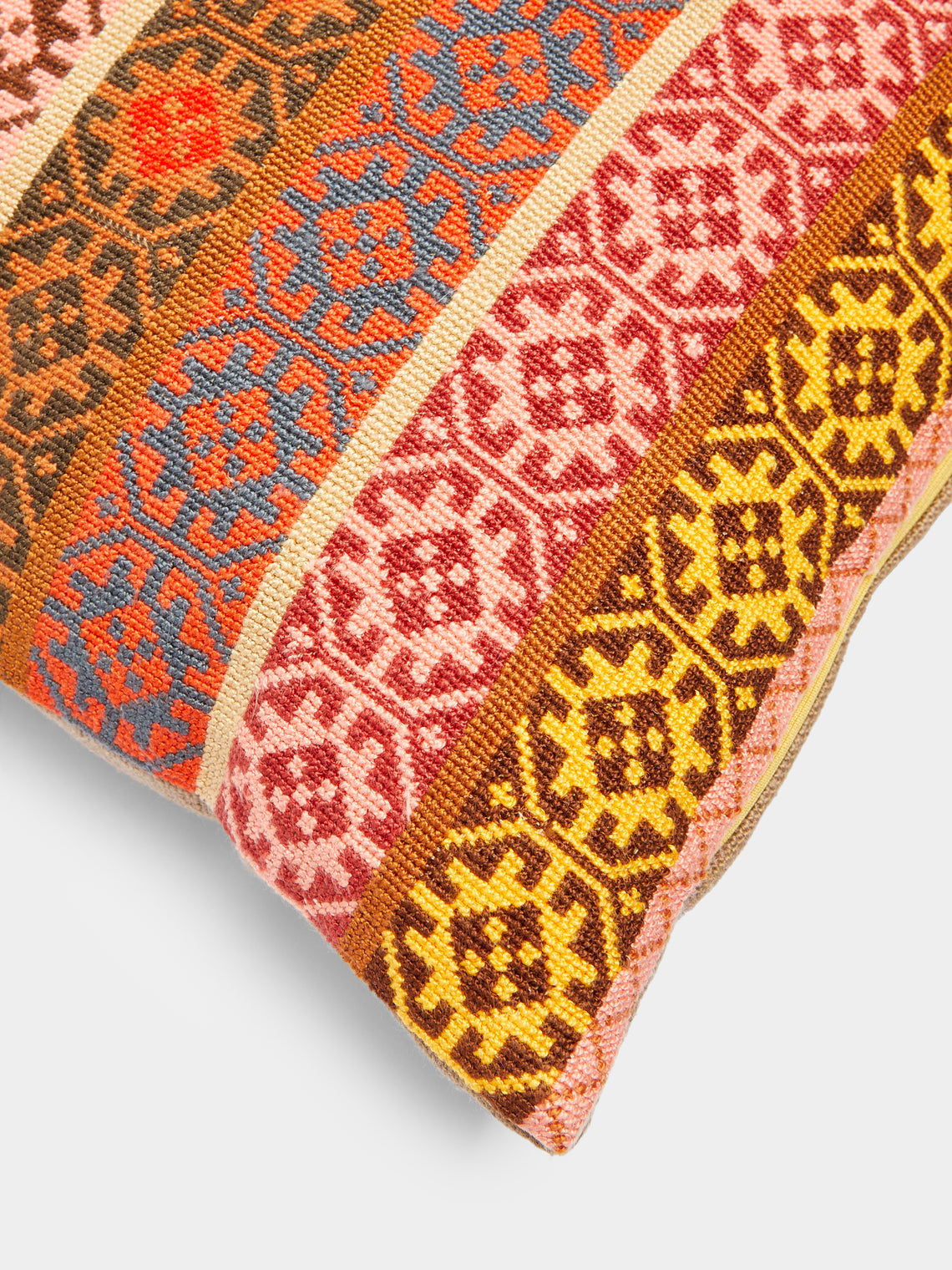 Kissweh - Wafa'a Hand-Embroidered Cotton Cushion -  - ABASK