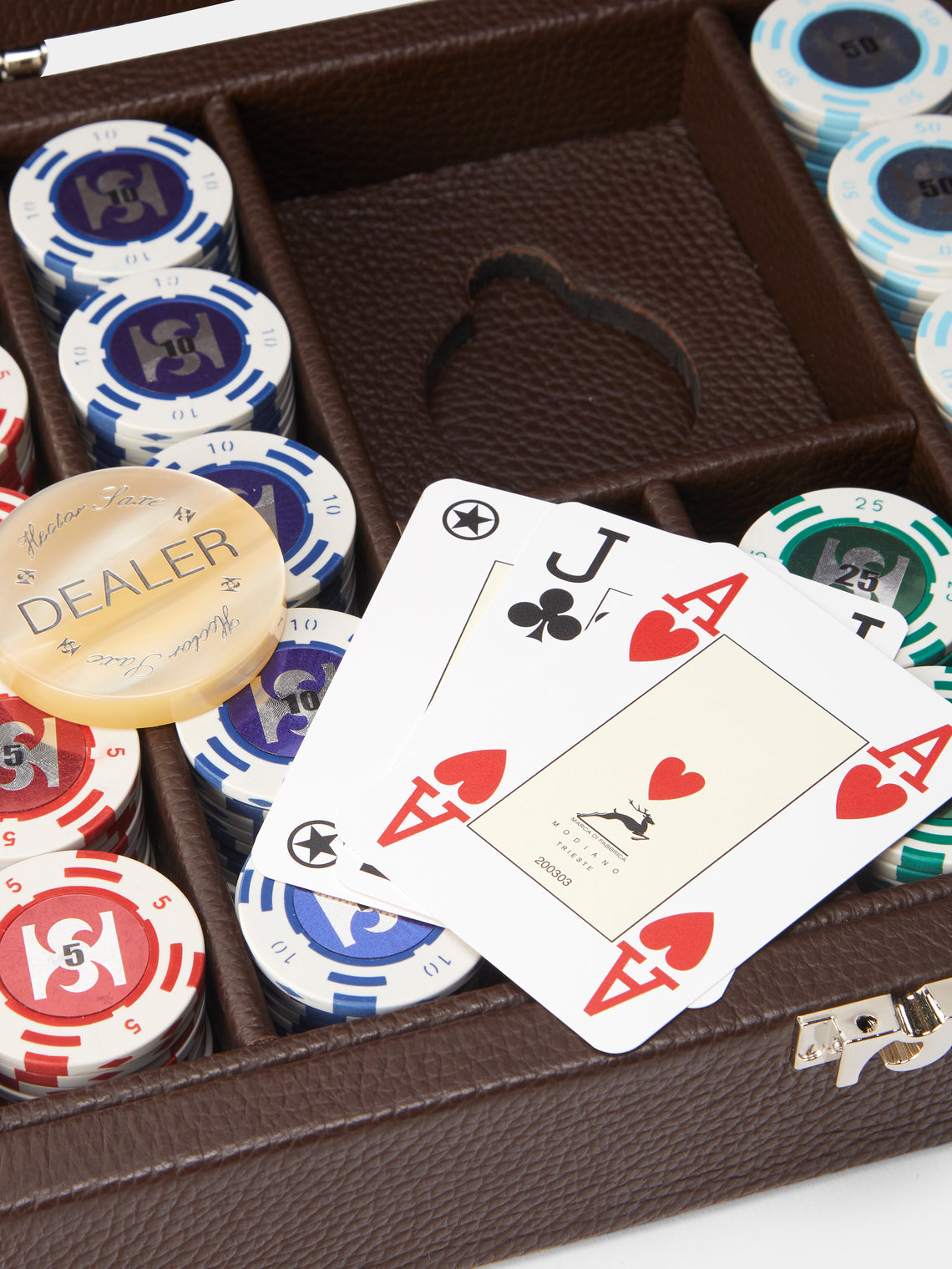 Hector Saxe - Leather Small Poker Set - Brown - ABASK