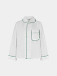 Sebline - Stitch Hand-Embroidered Cotton Pajama Shirt | Size: M - White - ABASK - 