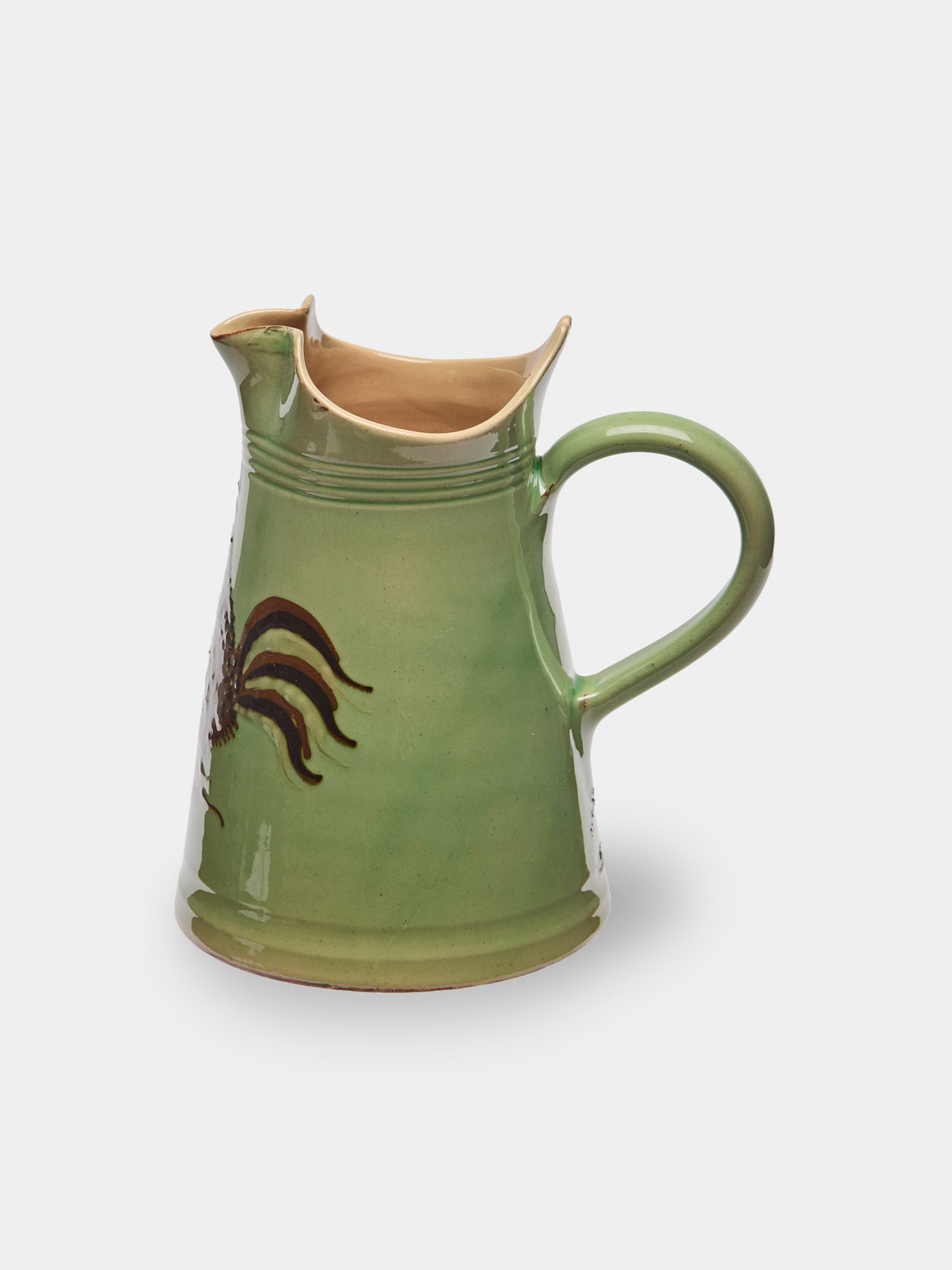 Poterie d’Évires - Chickens Hand-Painted Ceramic Milk Jug - Green - ABASK
