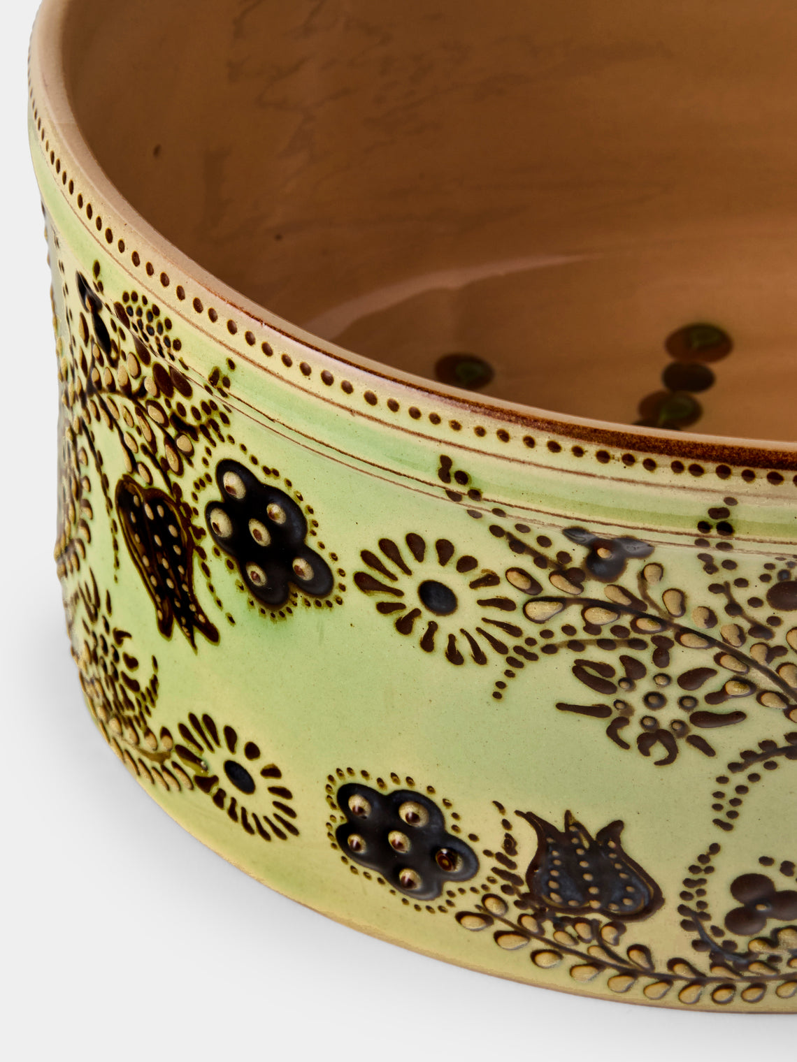 Poterie d’Évires - Flowers Hand-Painted Ceramic Oval Dish - Green - ABASK