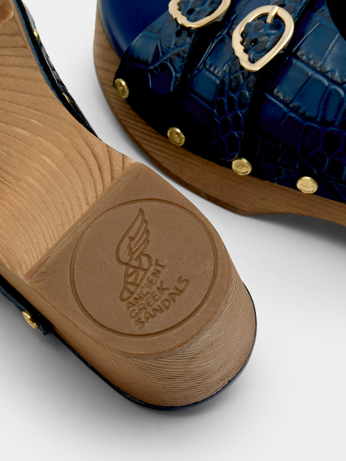 Ancient Greek Sandals - Natali Leather Clogs | Size: 37 - Navy - ABASK