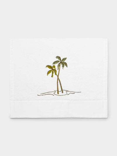Loretta Caponi - Palm Tree Hand-Embroidered Cotton Hand Towel -  - ABASK - 