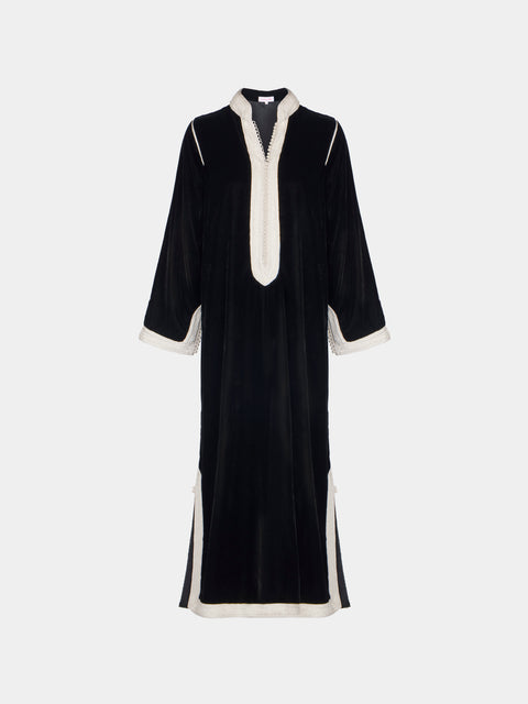 Muzungu Sisters - Alia Hand-Embroidered Velvet Dress | Size: S - Black - ABASK - 