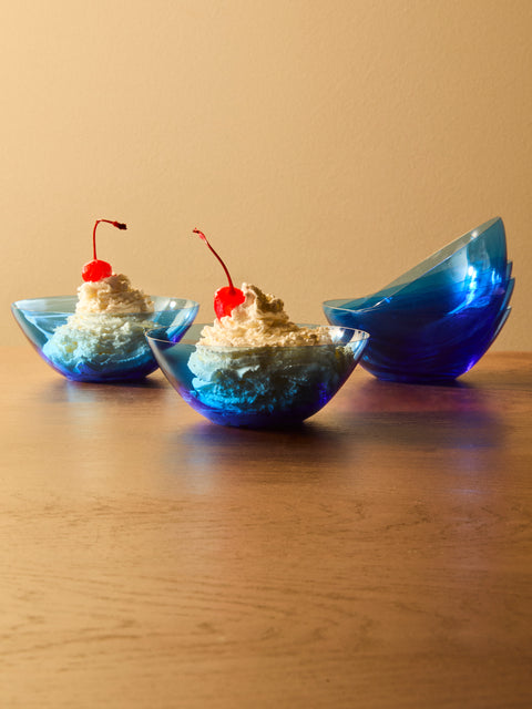Antique and Vintage - 1970s Lalique Glass Dessert Bowls (Set of 6) - Blue - ABASK
