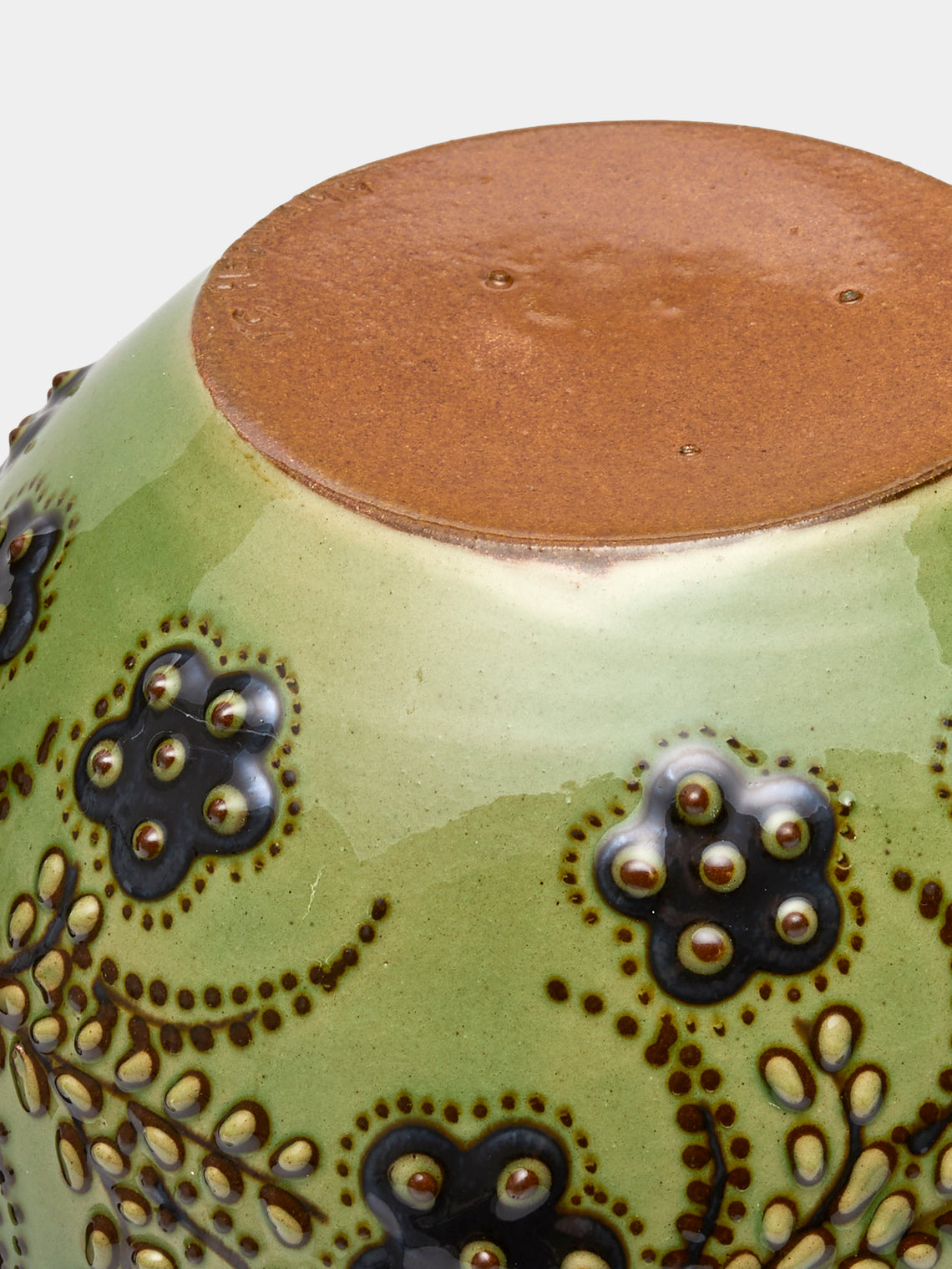 Poterie d’Évires - Flowers Hand-Painted Ceramic Vase (5in/13cm) - Green - ABASK