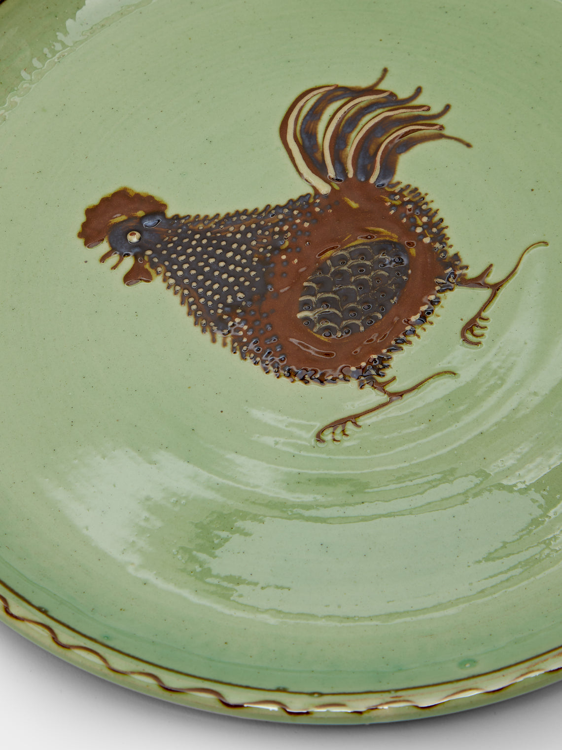 Poterie d’Évires - Chickens Hand-Painted Ceramic Dinner Plates (Set of 4) -  - ABASK