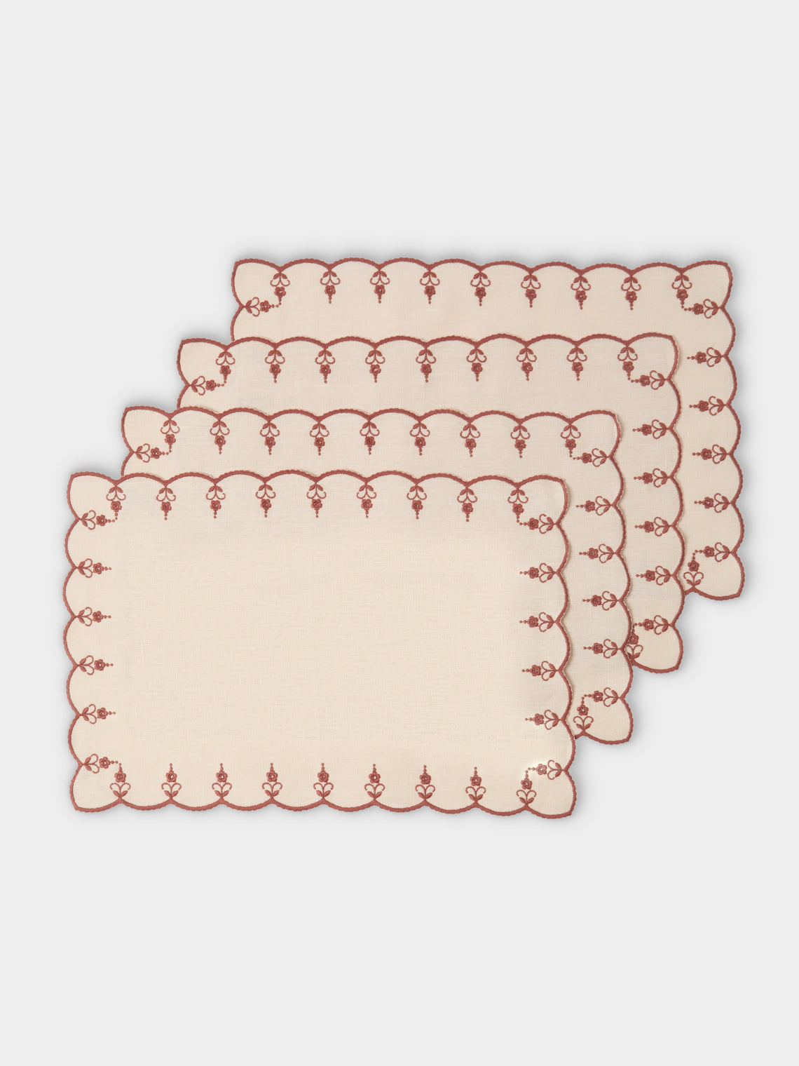 Borgo delle Tovaglie - Carlotta Embroiderd Linen Placemats (Set of 4) - Ivory - ABASK