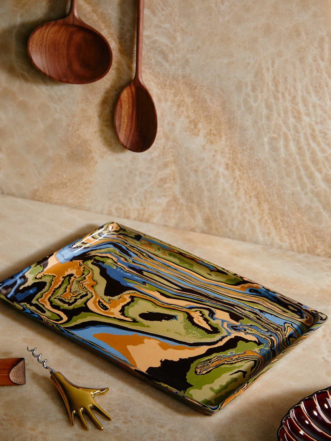 Atelier Saint-André Perrin - Marbled Ceramic Tray -  - ABASK