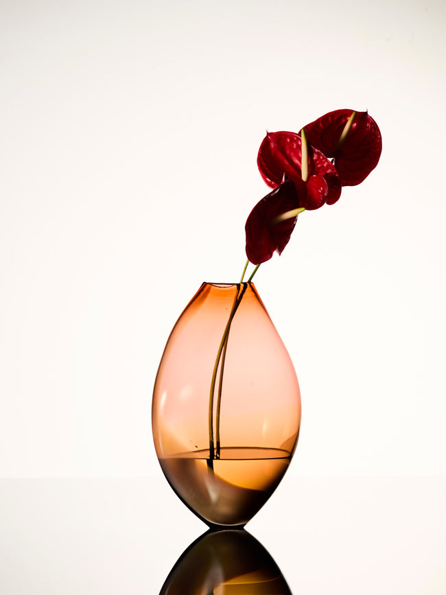 Michele Oberdieck - Autumn Hand-Blown Glass Vase (15in/38cm) - Orange - ABASK