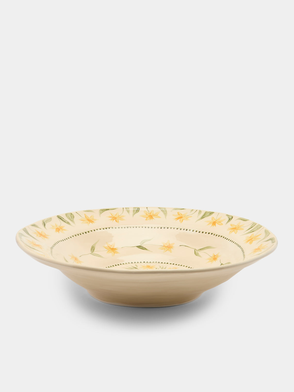 Rosanna Corfe - Doves and Daffodils Hand-Painted Ceramic Fruit Bowl - Cream - ABASK - 
