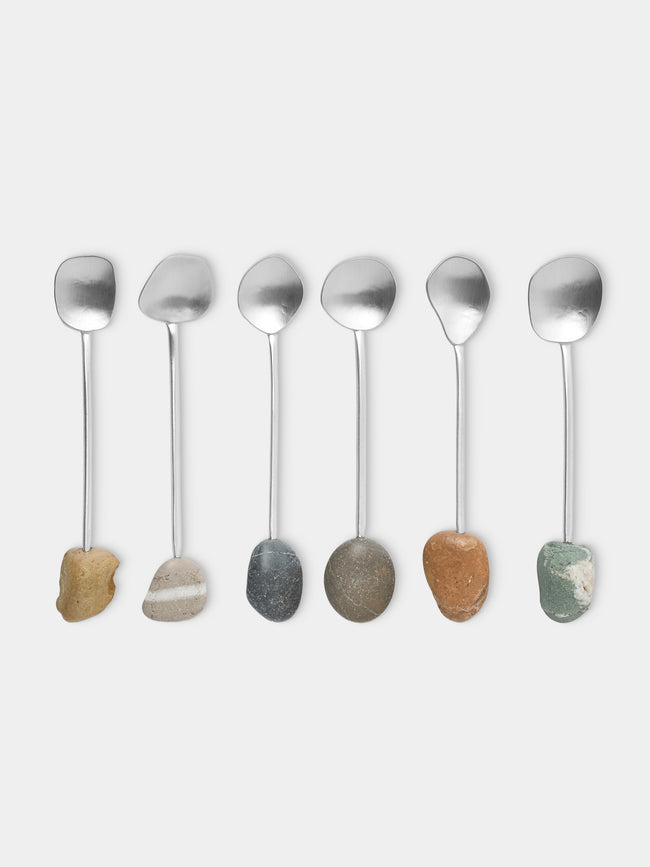 Thalia Maria Silver - Sterling Silver and Pebble Espresso Spoons (Set of 6) - Silver - ABASK - 