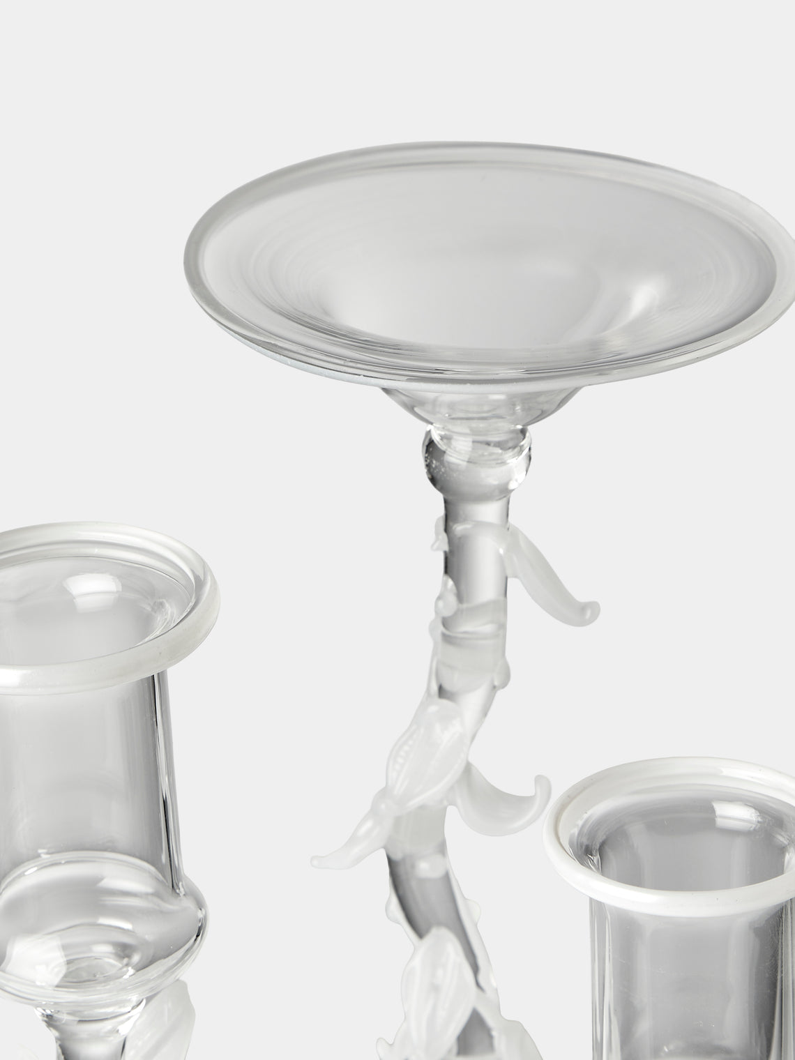 Alya Tannous - | Set of 3 | Liana Hand-Blown Glass Candlesticks - Clear - ABASK