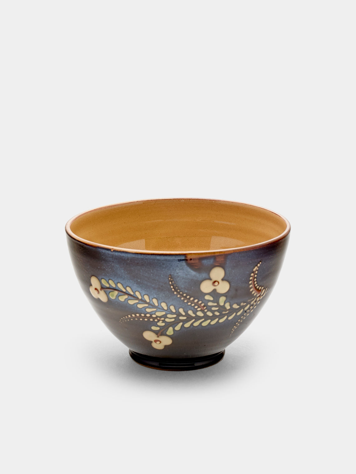 Poterie d’Évires - Flowers Hand-Painted Ceramic Bowls (Set of 6) - Dark brown - ABASK