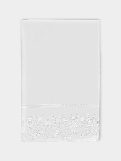 Los Encajeros - Mimi Lace-Appliqué Cotton King Top Sheet - White - ABASK - 