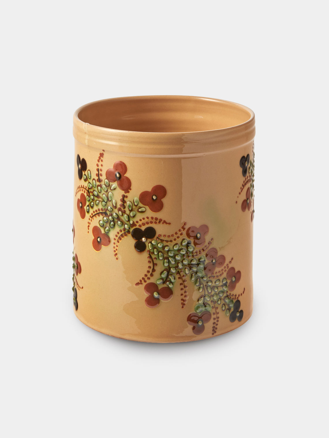 Poterie d’Évires - Flowers Hand-Painted Ceramic Utensil Pot - Cream - ABASK - 