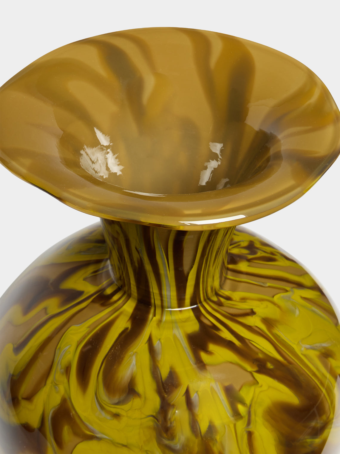 Martyn Thompson Studio - Penny Swirl Hand-Blown Glass Vase (15in/38cm) - Yellow - ABASK