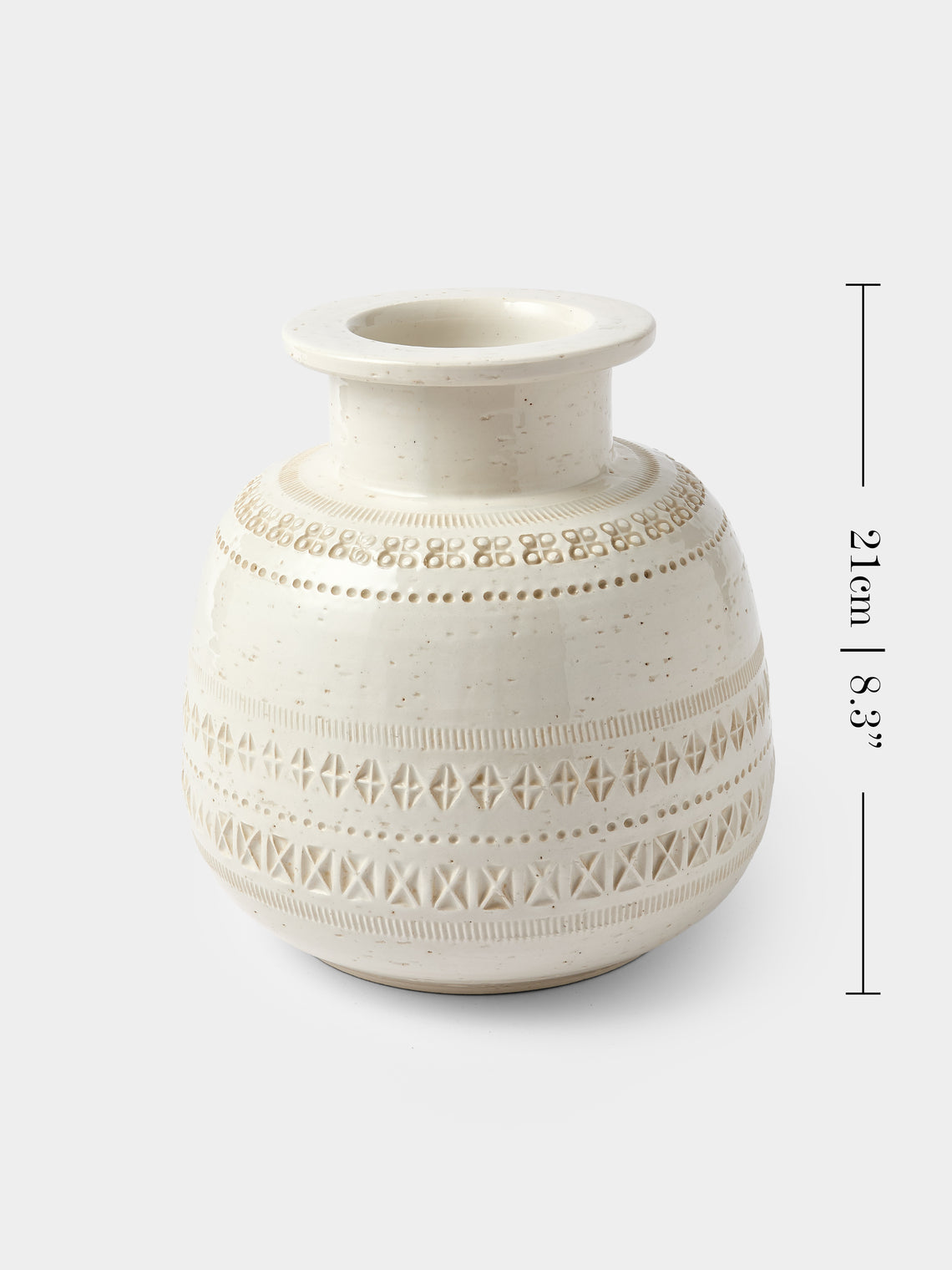 Antique and Vintage - 1970s Bitossi Ceramiche Pier 1 Ceramic Vase (8in/21cm) - White - ABASK