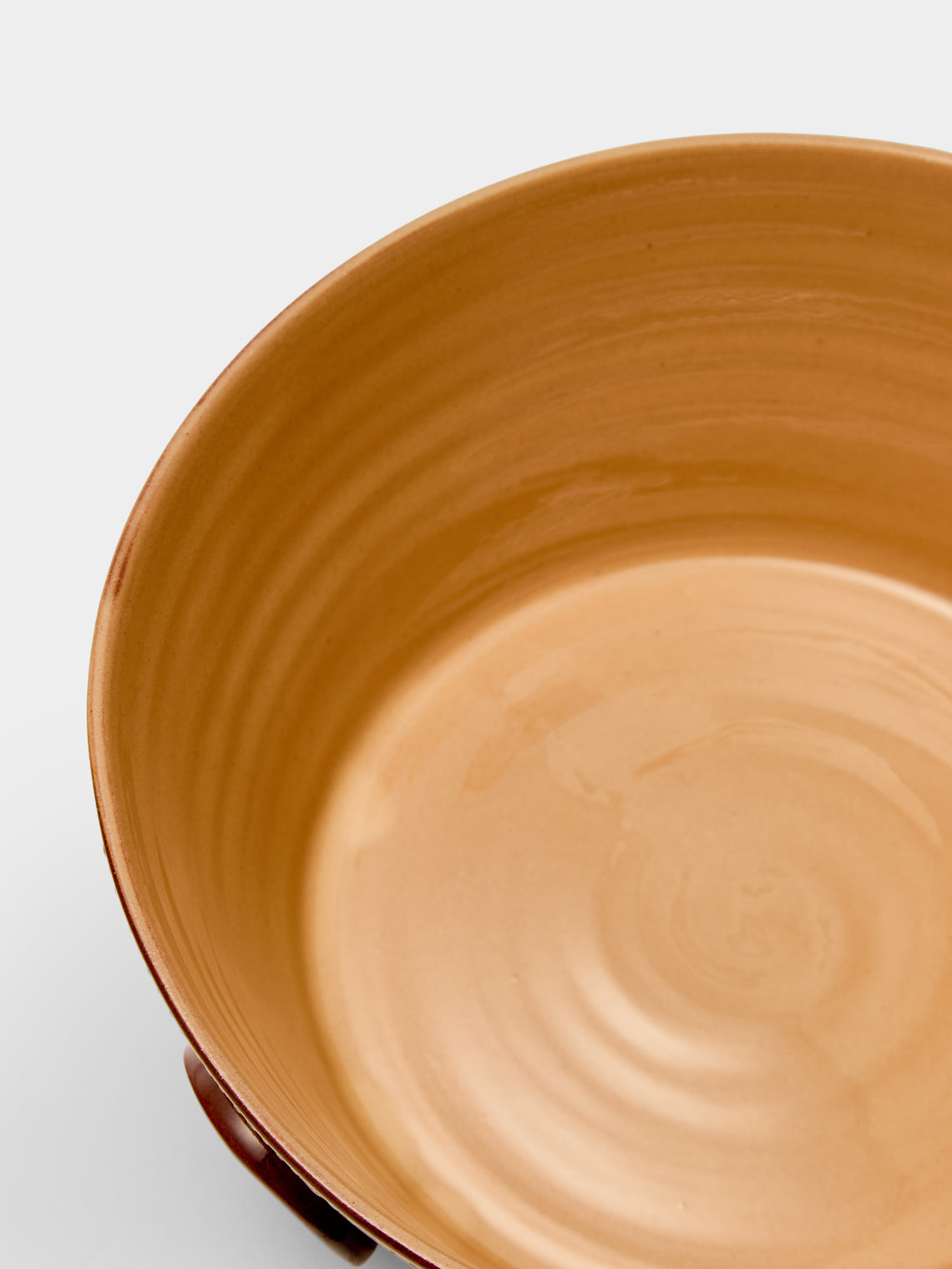 Poterie d’Évires - Flowers Hand-Painted Ceramic Large Handled Serving Bowl - Light brown - ABASK