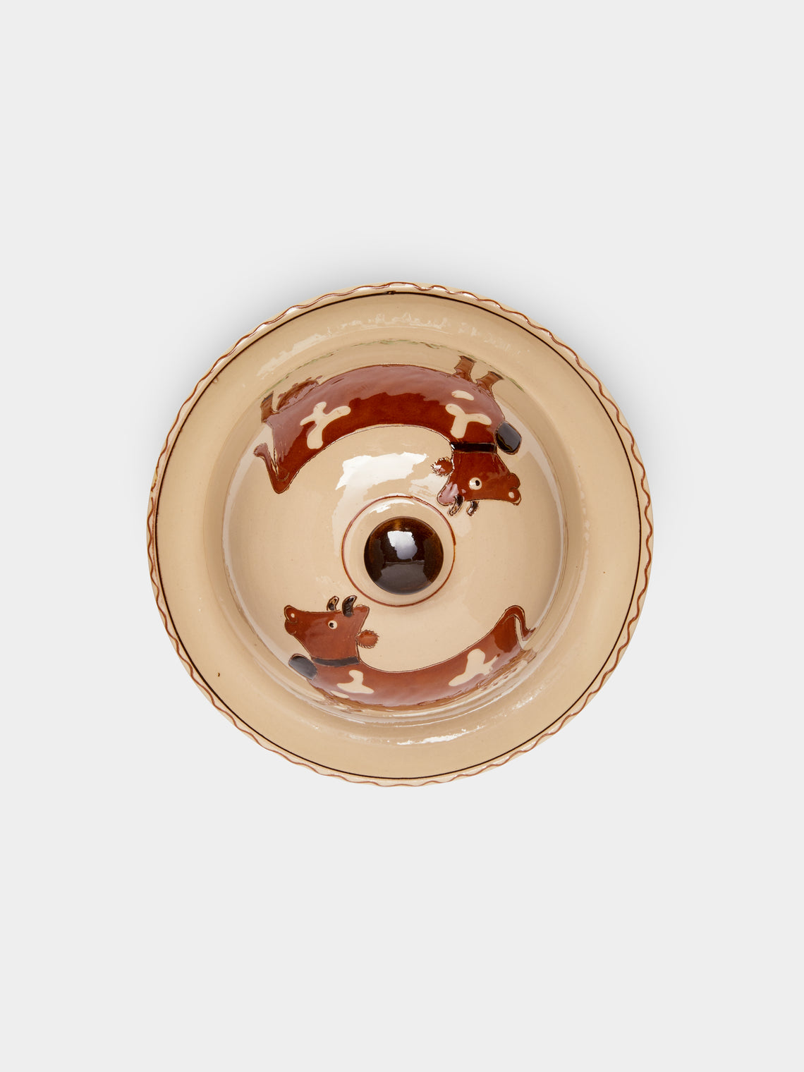 Poterie d’Évires - Cows Hand-Painted Ceramic Large Butter Dish -  - ABASK