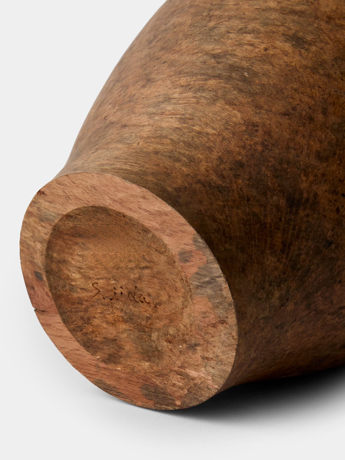 Iida Woodturning - Hand-Turned Earth-Finish Japanese Stone Oak Vase (15.5in/40cm) - Brown - ABASK