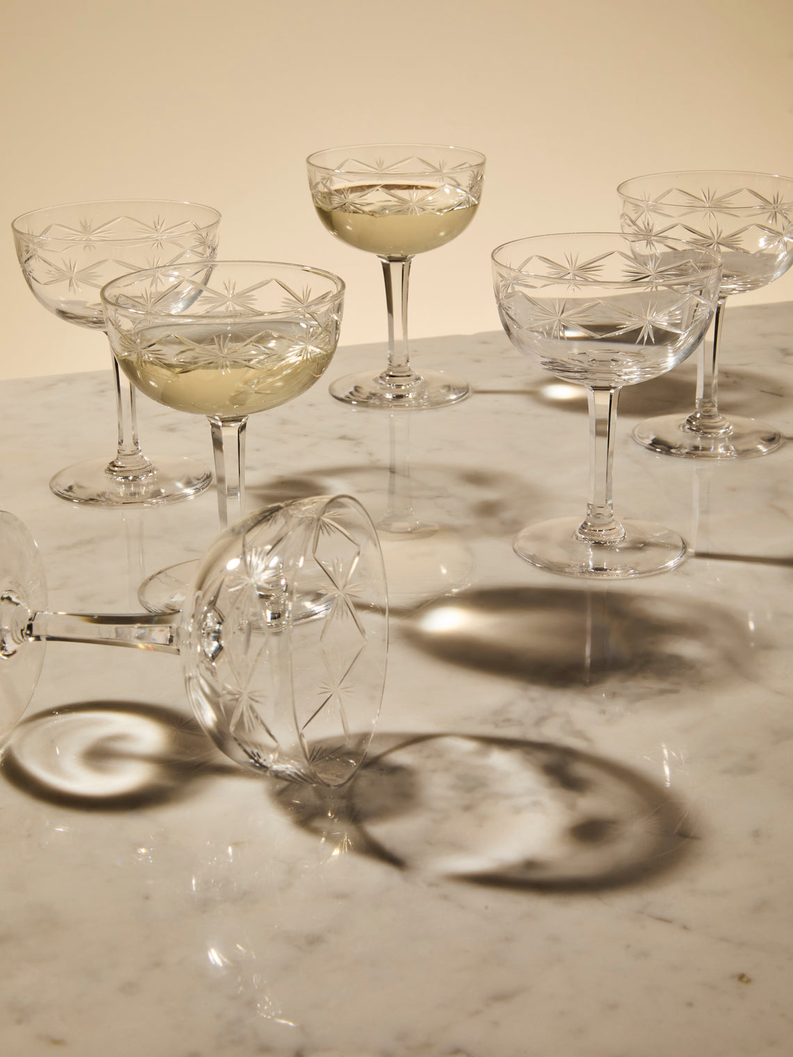 Antique and Vintage - 1940s Crystal Champagne Coupes (Set of 16) - Clear - ABASK