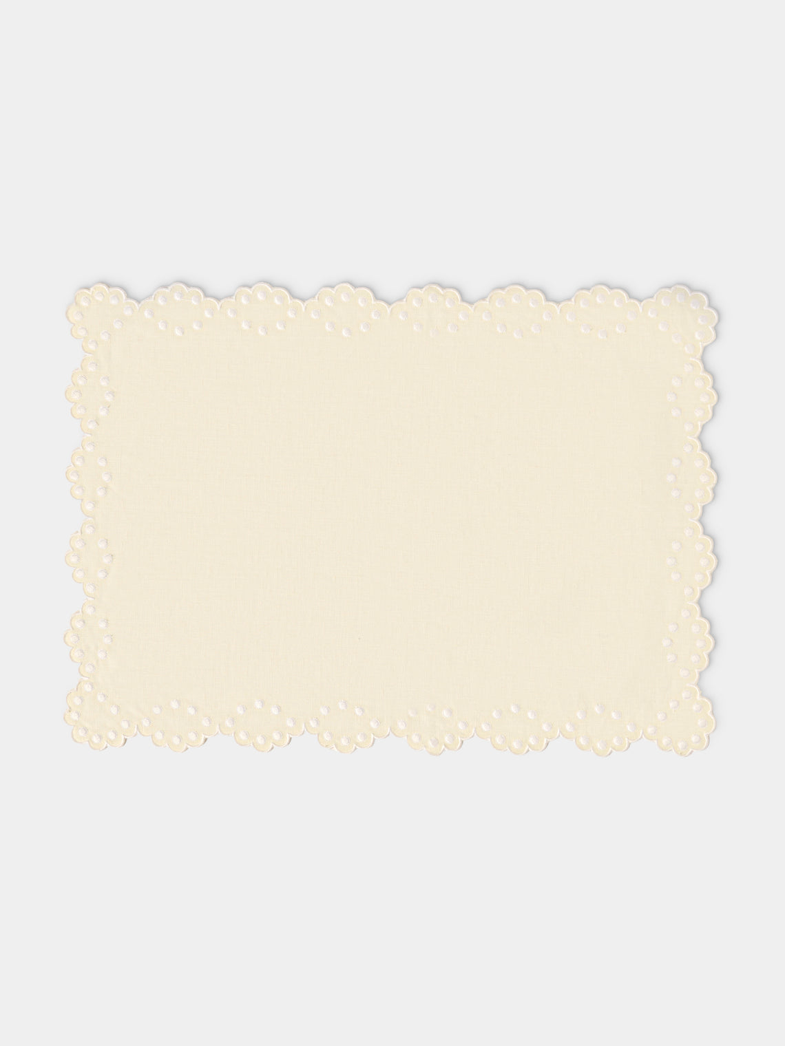 Los Encajeros - Bodoques Embroidered Linen Placemats (Set of 4) - Ivory - ABASK - 