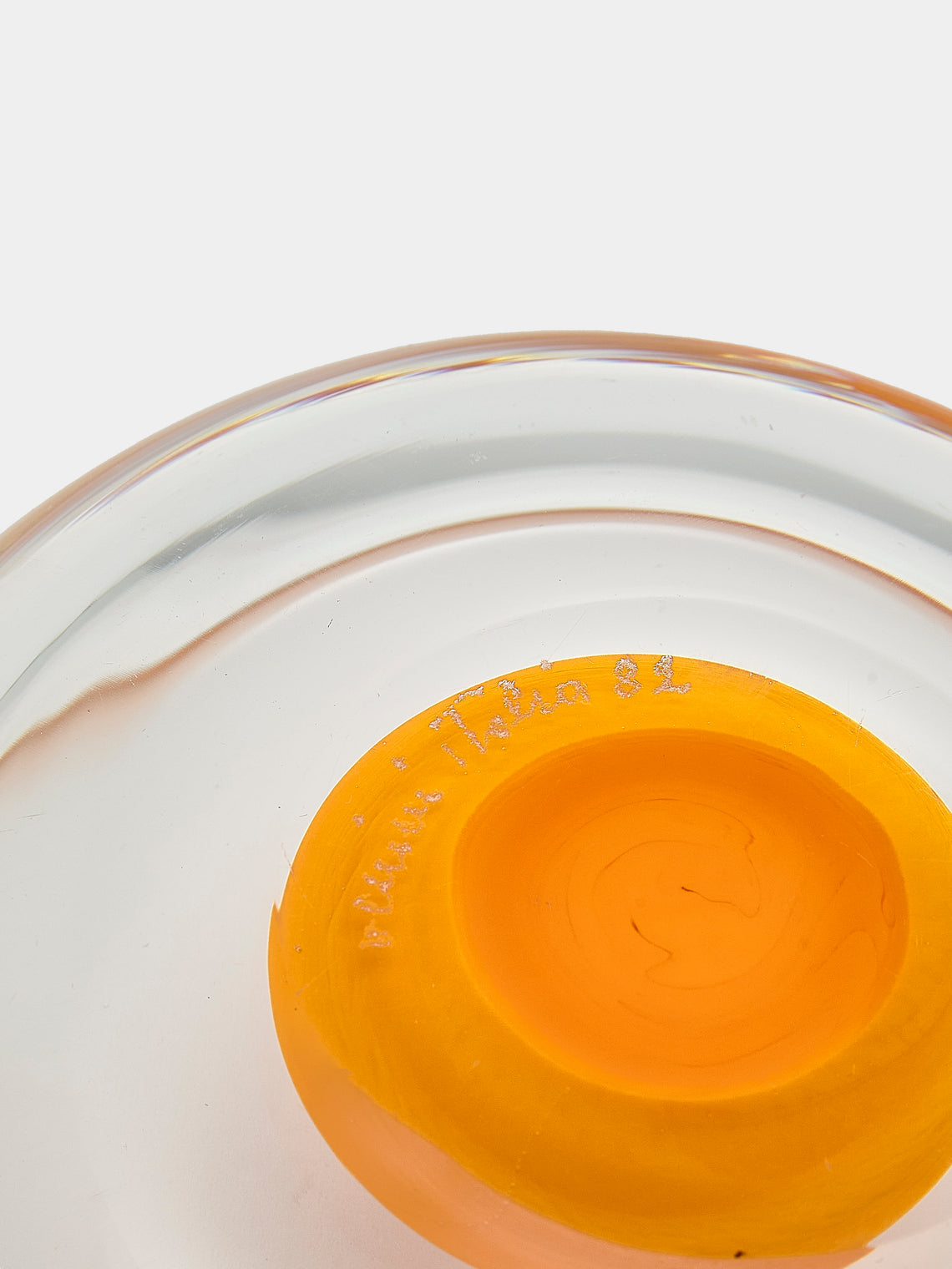 Antique and Vintage - 1980s Venini Murano Glass Ashtray - Orange - ABASK