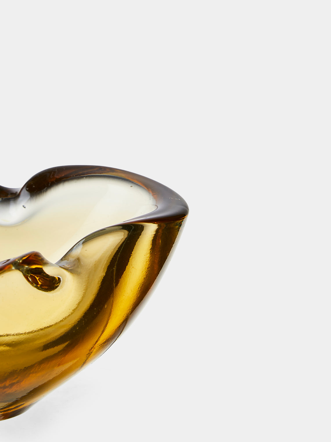 Antique and Vintage - Mid-Century Glass Ashtray - Yellow - ABASK
