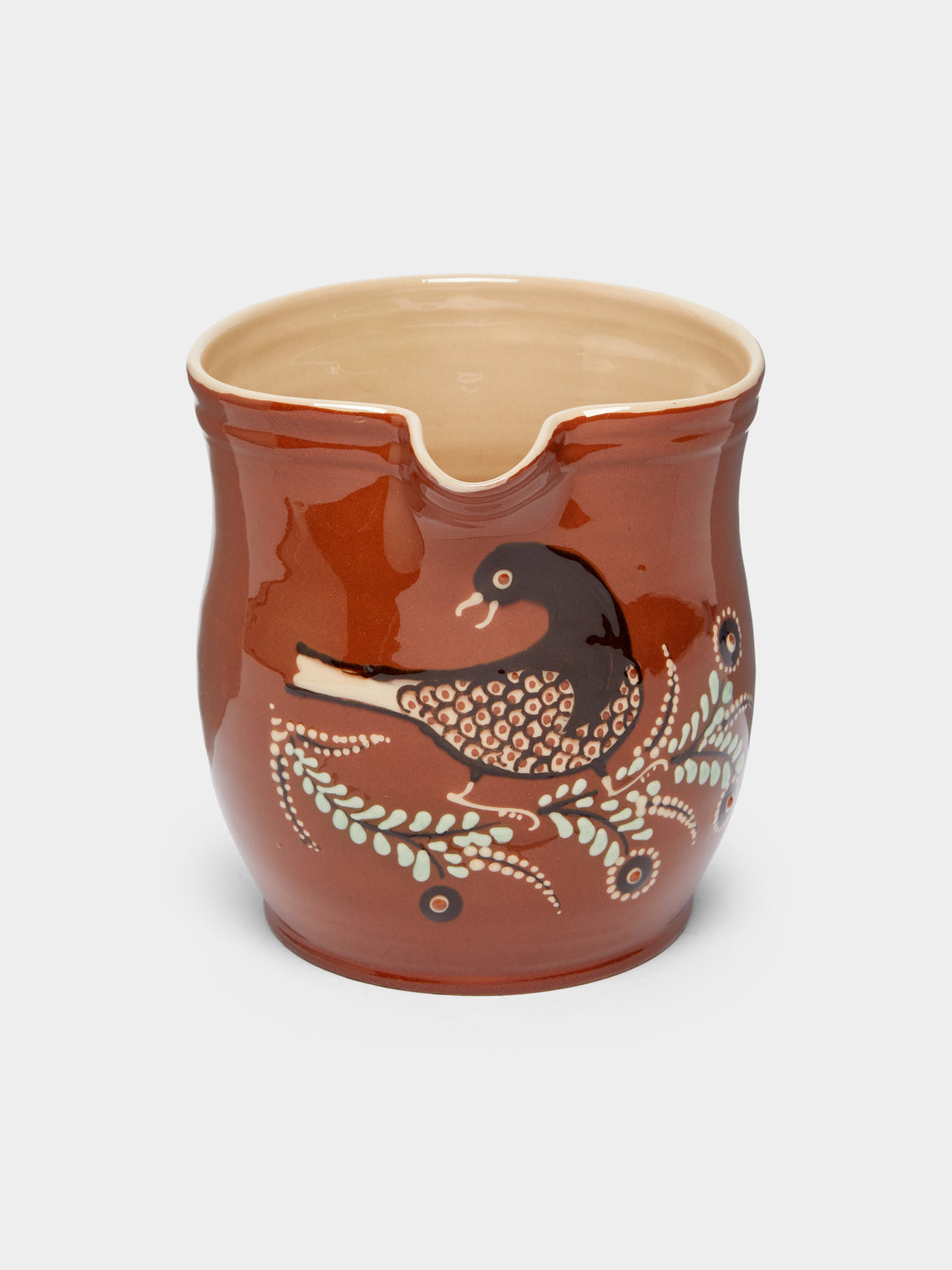 Poterie d’Évires - Birds Hand-Painted Ceramic Rounded Jug -  - ABASK