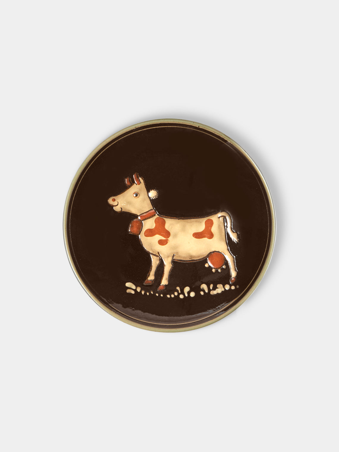 Poterie d’Évires - Animals Hand-Painted Ceramic Plates – 5.5in/14cm (Set of 4) - Dark Brown - ABASK