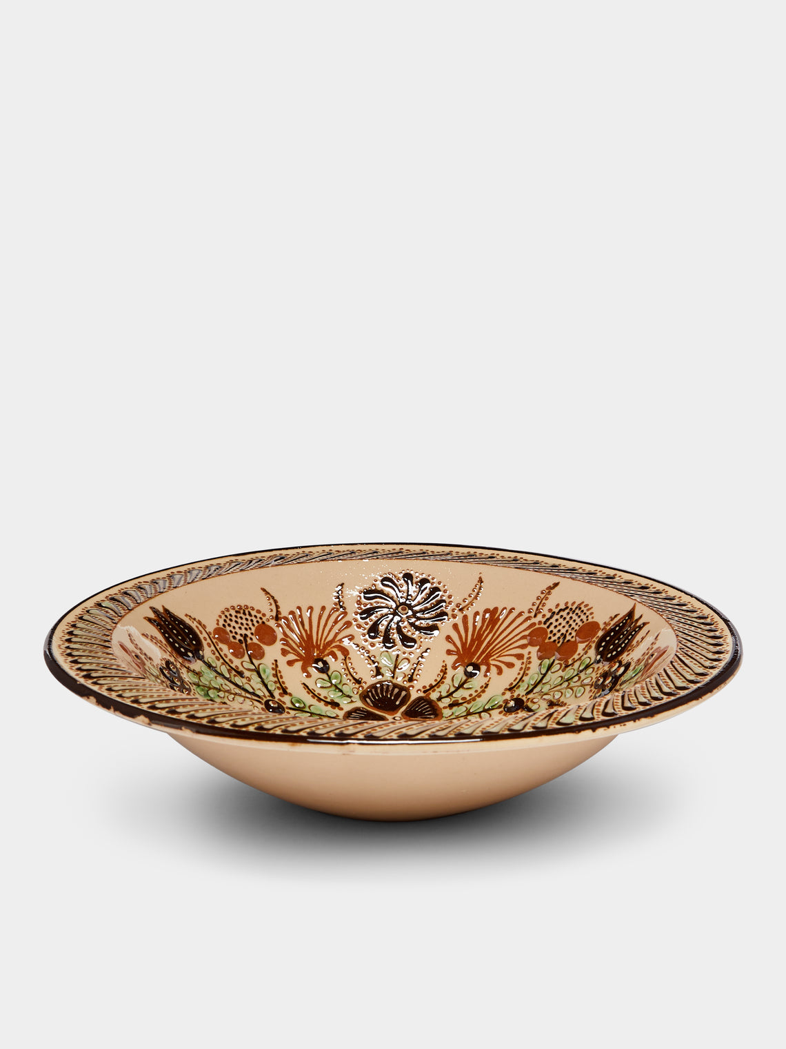 Poterie d’Évires - Flowers Hand-Painted Ceramic Large Serving Bowl -  - ABASK - 