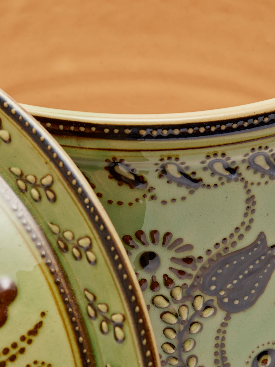 Poterie d’Évires - Flowers Hand-Painted Ceramic Large Lidded Pot - Green - ABASK