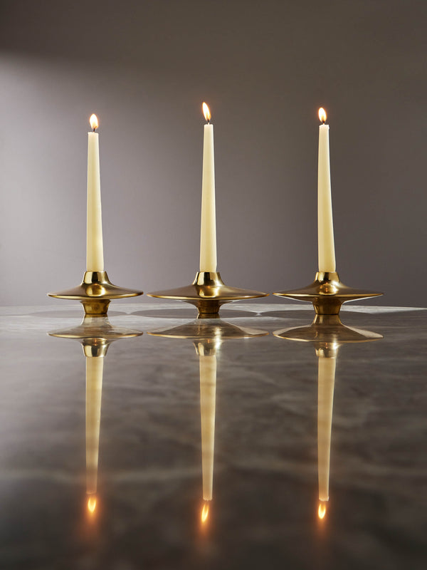 Viya - Spin Brass Candlesticks (Set of 3) -  - ABASK