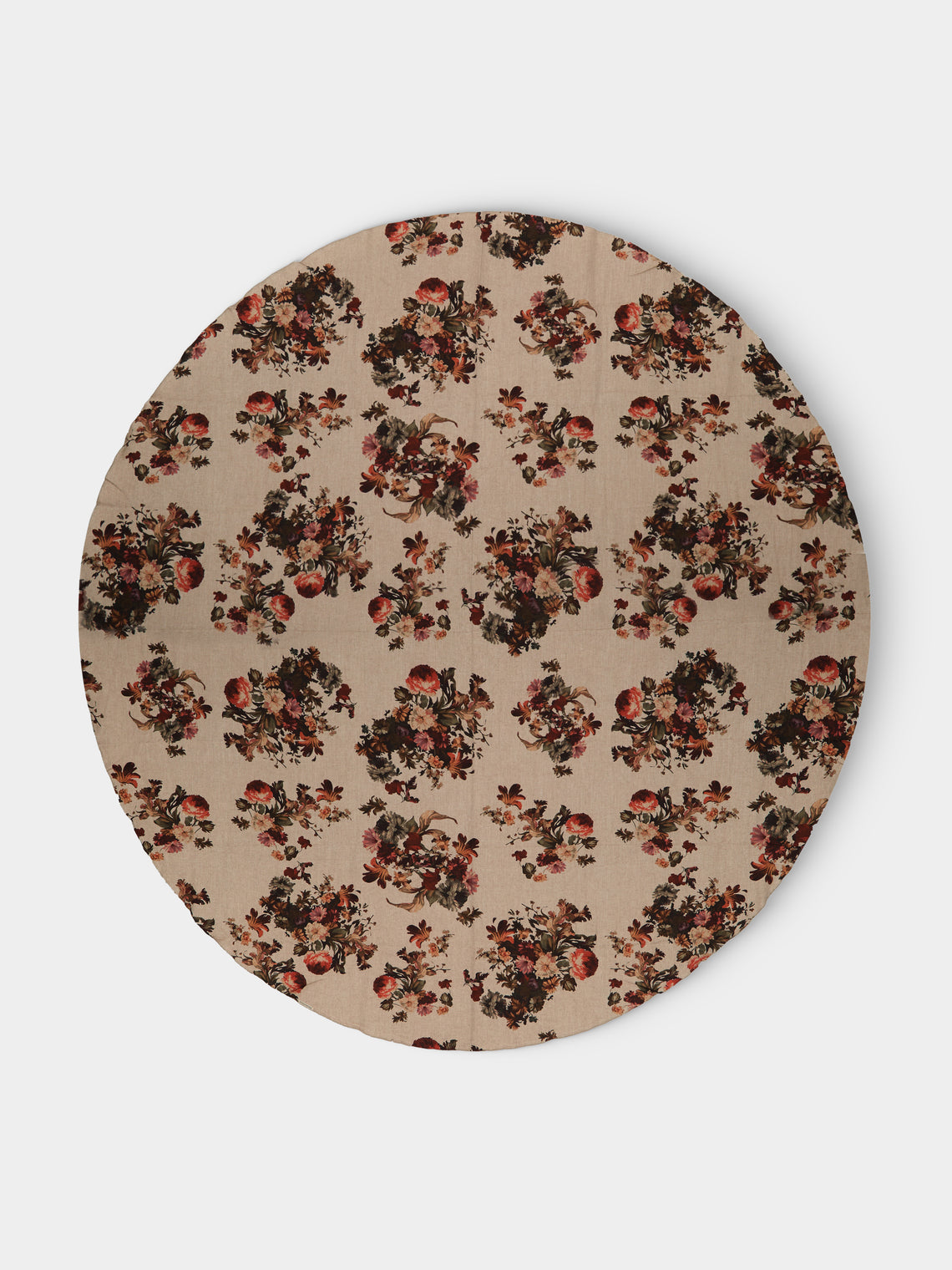 Borgo delle Tovaglie - Amalfi Embroidered Linen Round Tablecloth (86.5in/2.2m) - Natural - ABASK - 