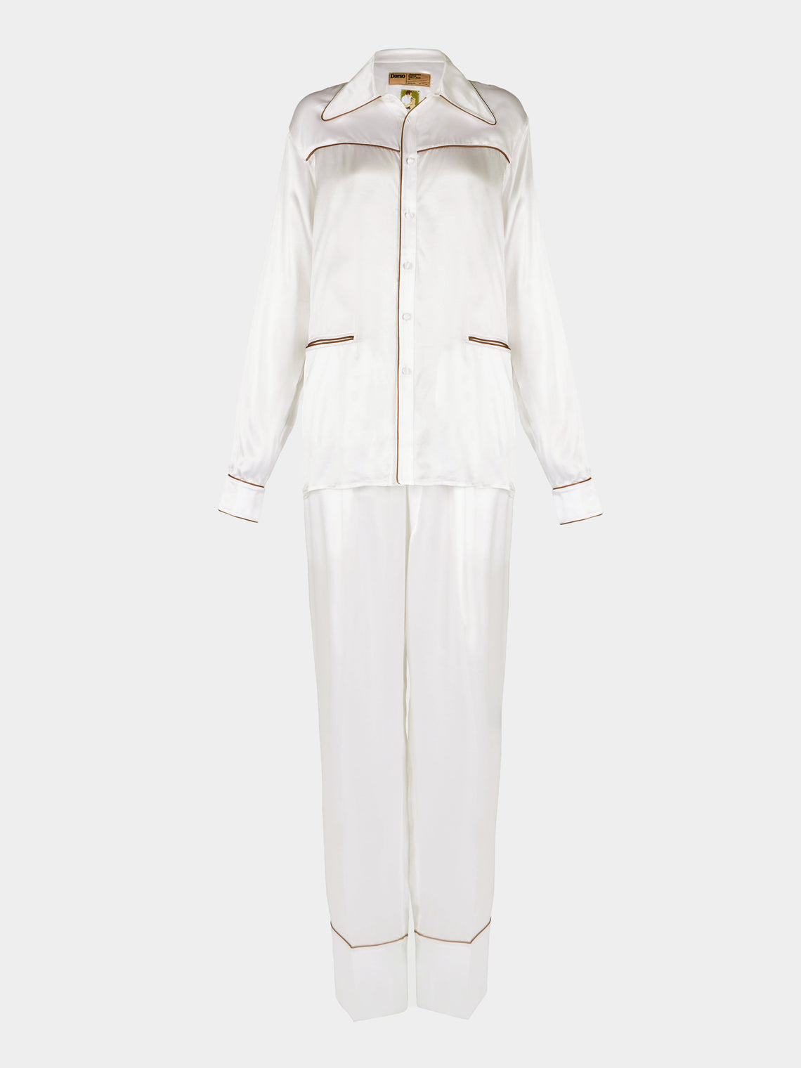 Dorso - Bandana Silk Pajama Set - White - ABASK - 