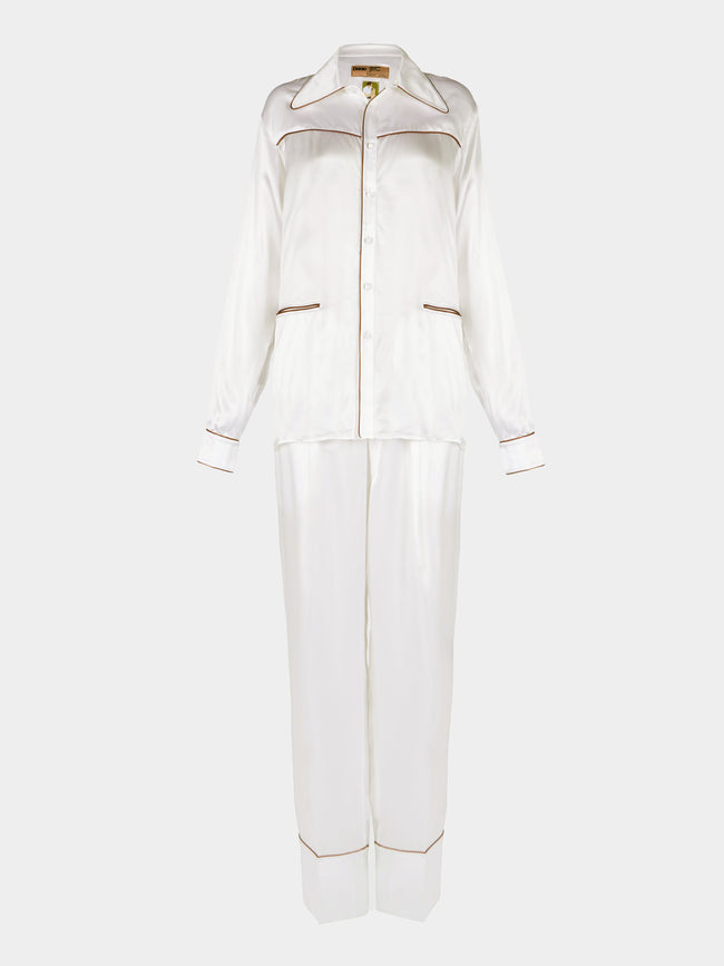 Dorso - Bandana Silk Pajama Set - White - ABASK - 