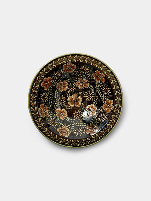 Poterie d’Évires - Flowers Hand-Painted Ceramic Small Serving Bowl - Dark brown - ABASK - 