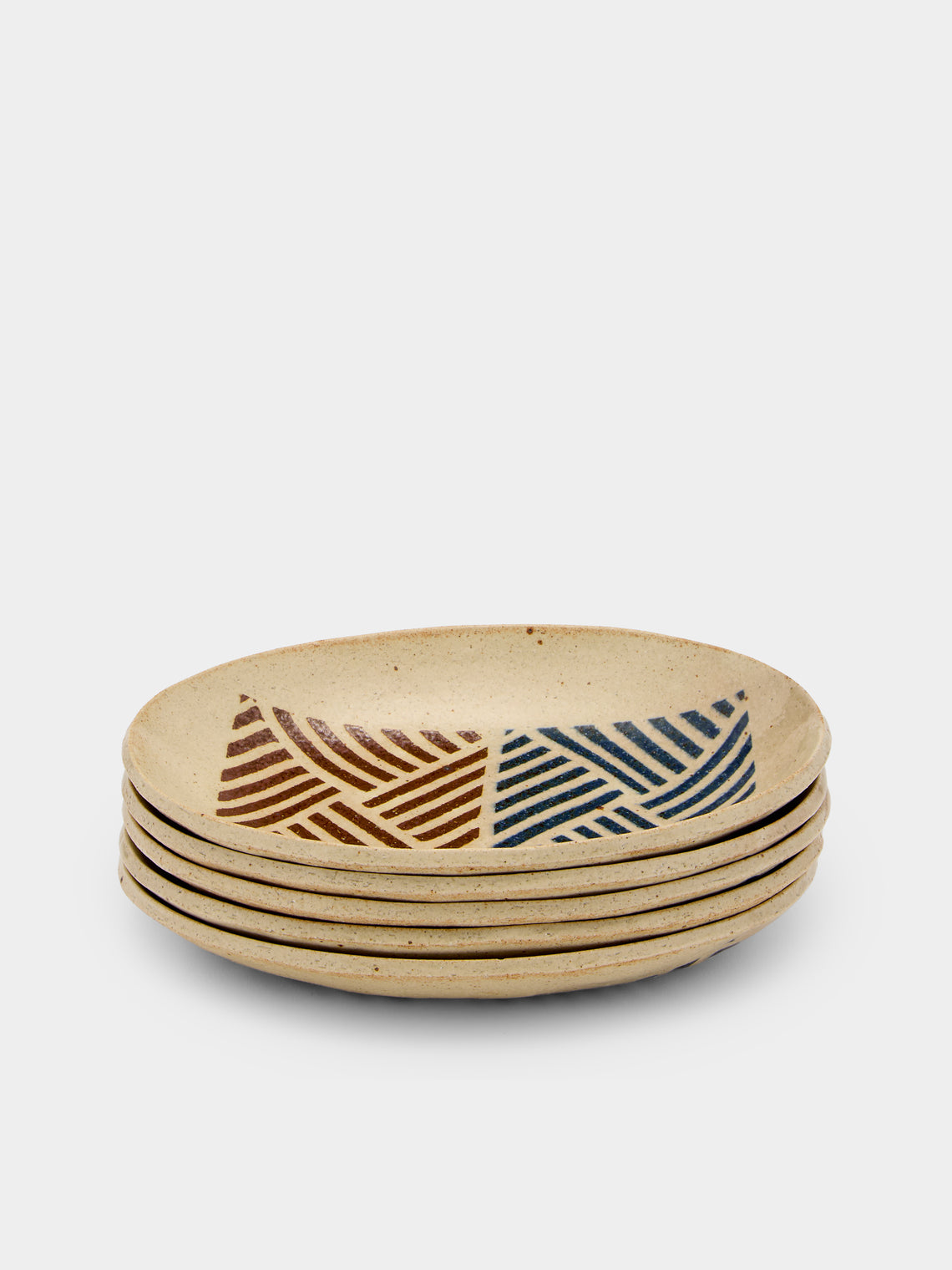 Makidani-gama - No. 1 Nerikomi Ceramic Medium Oval Bowls (Set of 5) - Multiple - ABASK