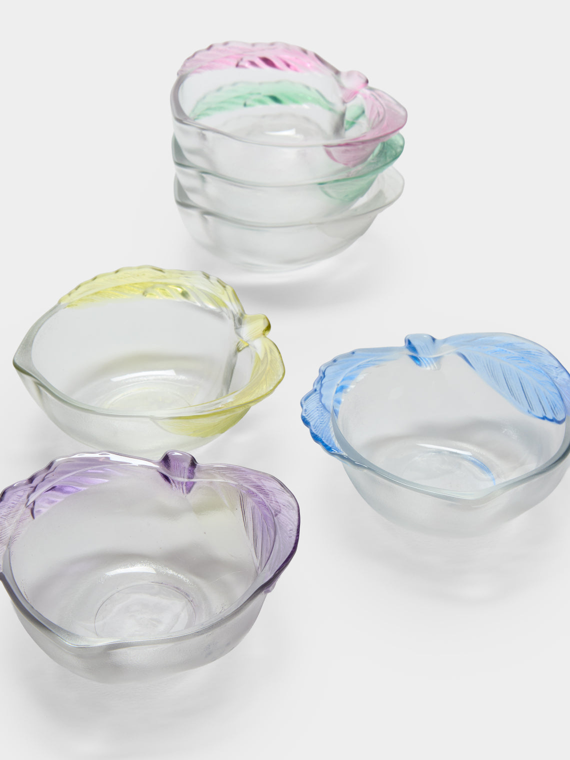 Antique and Vintage - Mid-Century Daum Apple Crystal Bowls (Set of 6) - Clear - ABASK