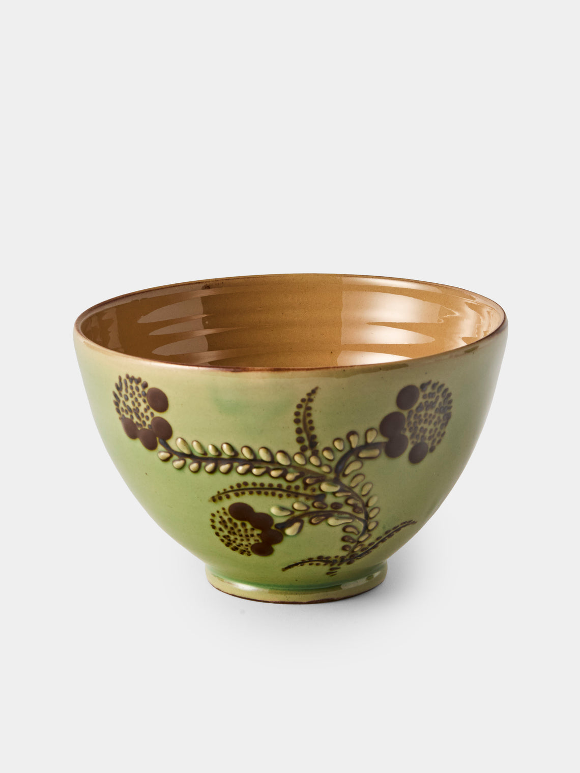 Poterie d’Évires - Flowers Hand-Painted Ceramic Grand Bowls (Set of 4) - Green - ABASK