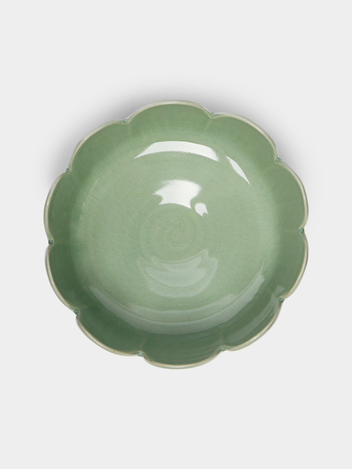 Kim Pan-ki - Celadon Scalloped Serving Bowl -  - ABASK