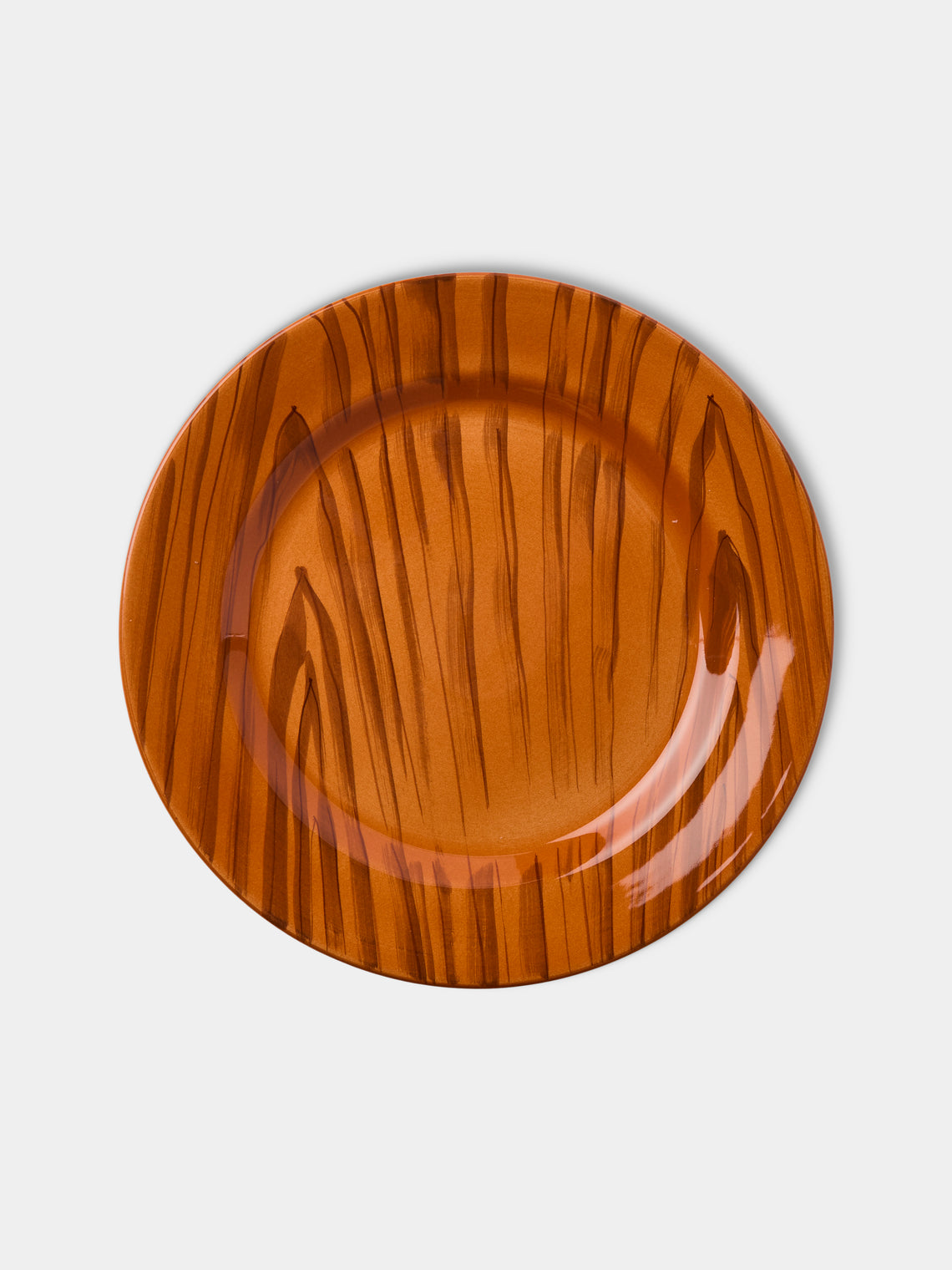 Este Ceramiche - Faux Bois Hand-Painted Dinner Plates – 11in/27.5cm (Set of 4) - Brown - ABASK