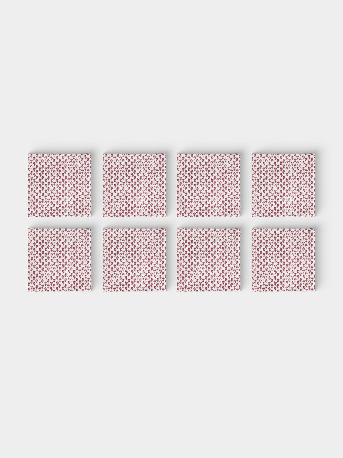 Chamois - Dancing Star Block-Printed Cotton Napkins (Set of 8) - Red - ABASK