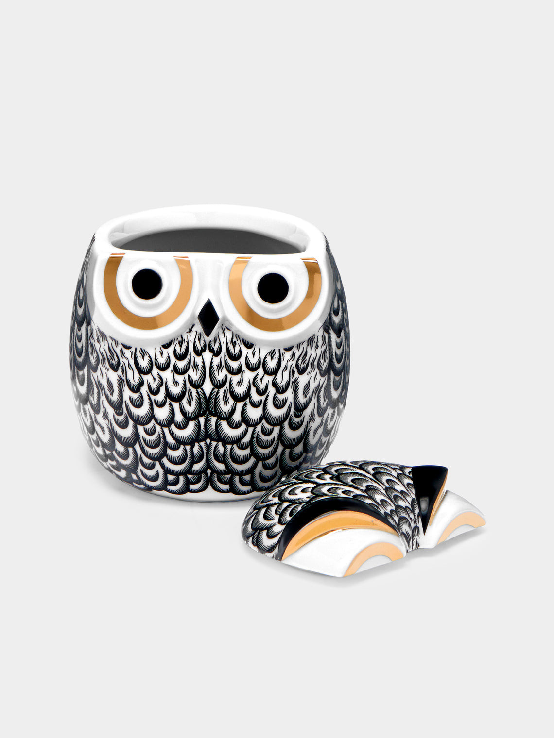 Fornasetti - Civetta Piumata Hand-Painted Porcelain Jar -  - ABASK