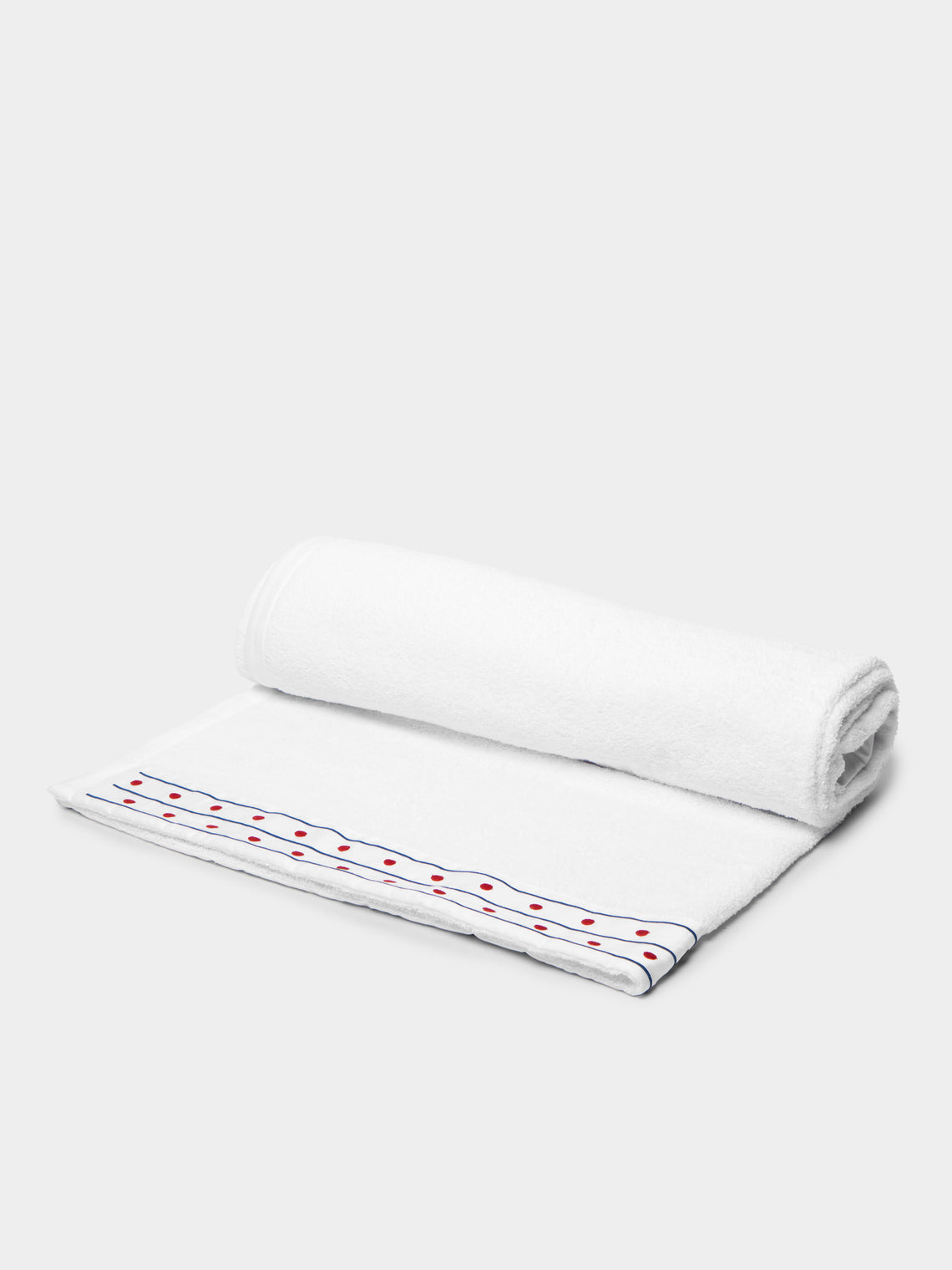 Loretta Caponi - Stripes & Dots Hand-Embroidered Cotton Towel Collection -  - ABASK