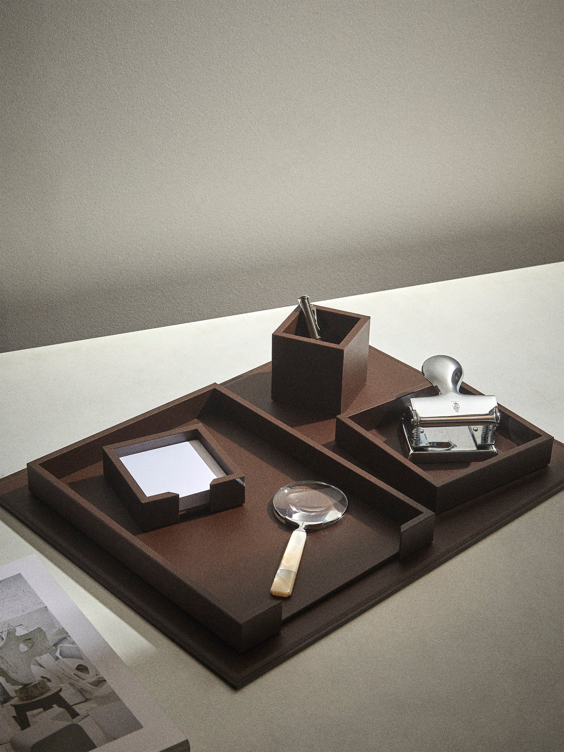 Pinetti - Florida Leather Desk Set - Brown - ABASK